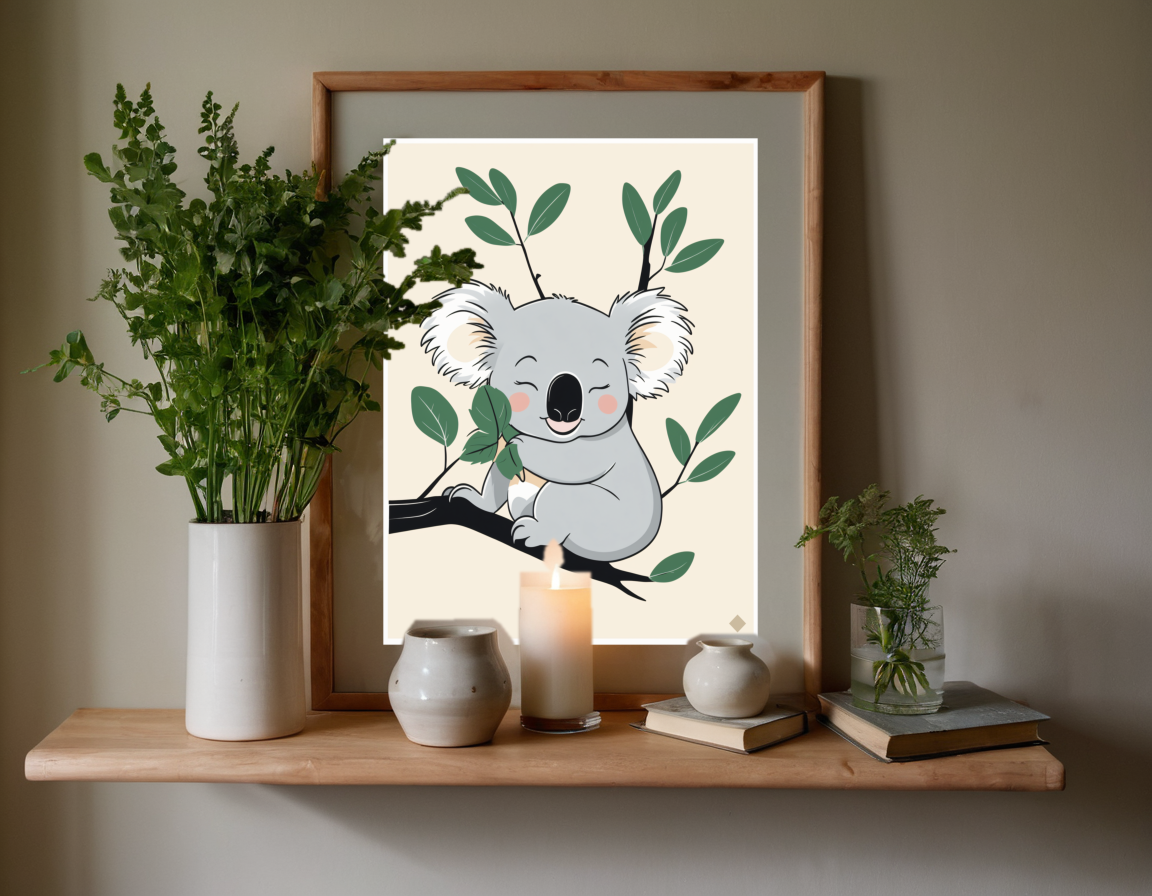 Koala Asleep in the Gum Tree previewed in a real room