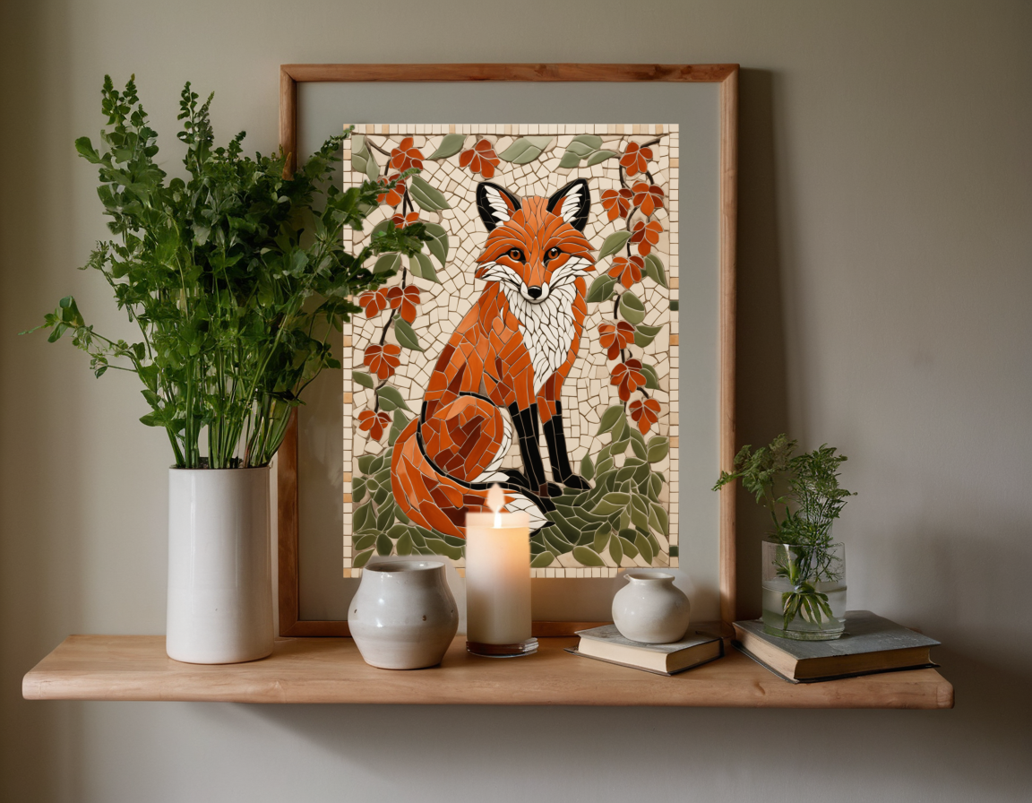 Mosaic Fox Among Vines previewed in a real room