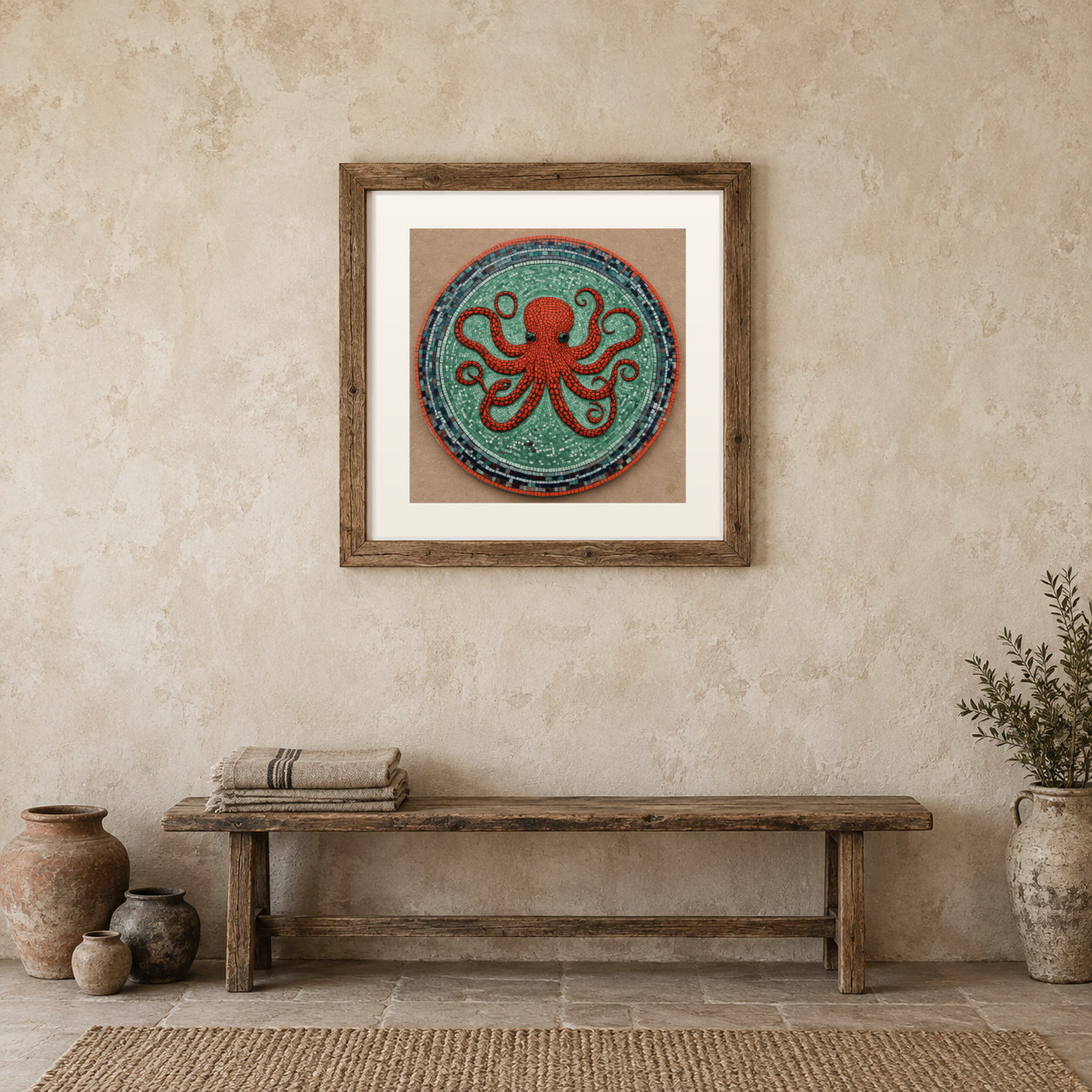 Mosaic Octopus previewed in a real room