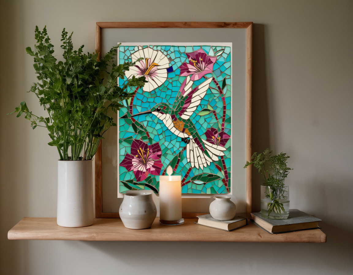 Mosaic Hummingbird previewed in a real room