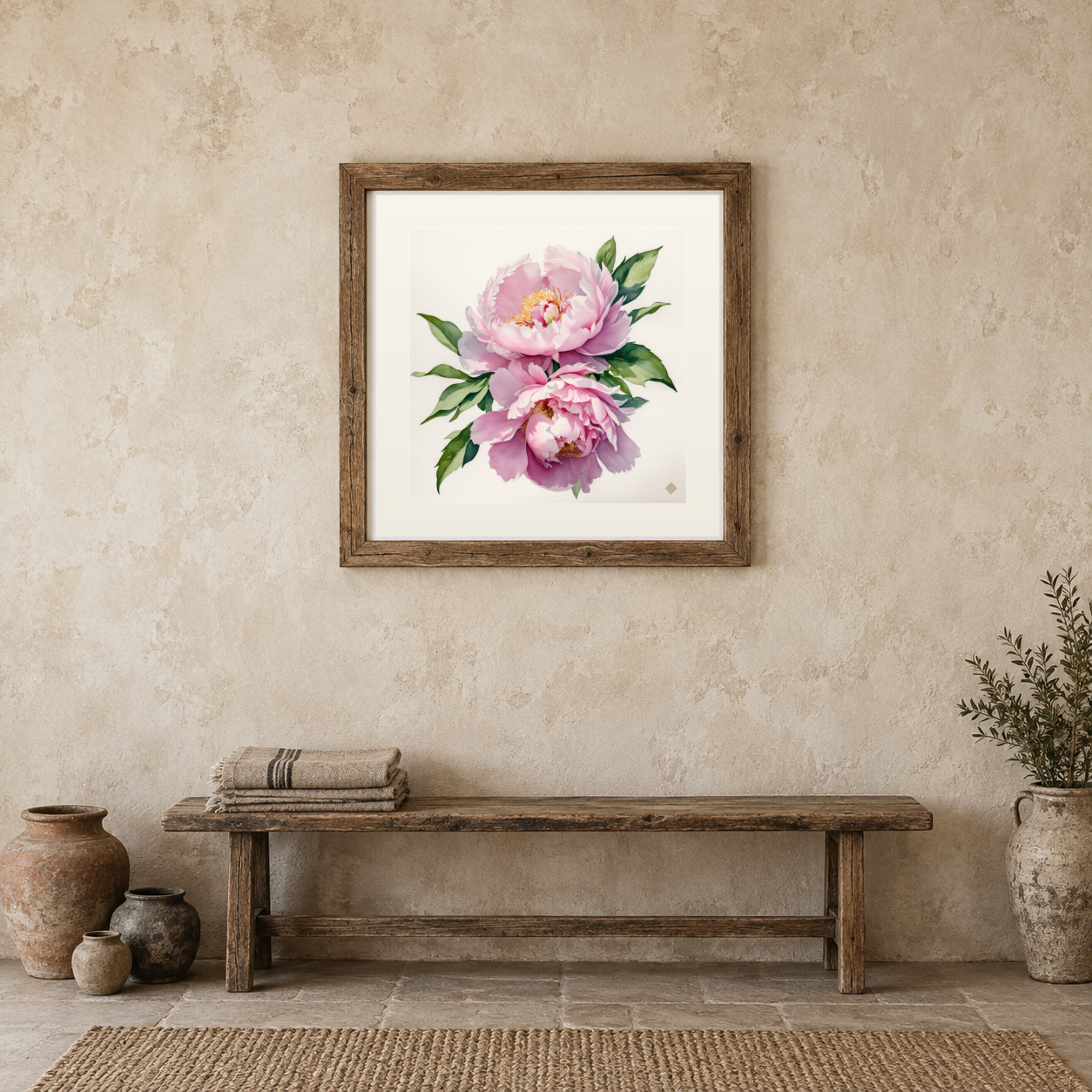 Peonies, Loose previewed in a real room
