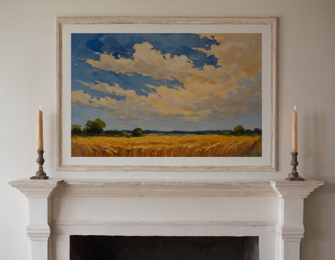Wheatfield in August previewed in a real room