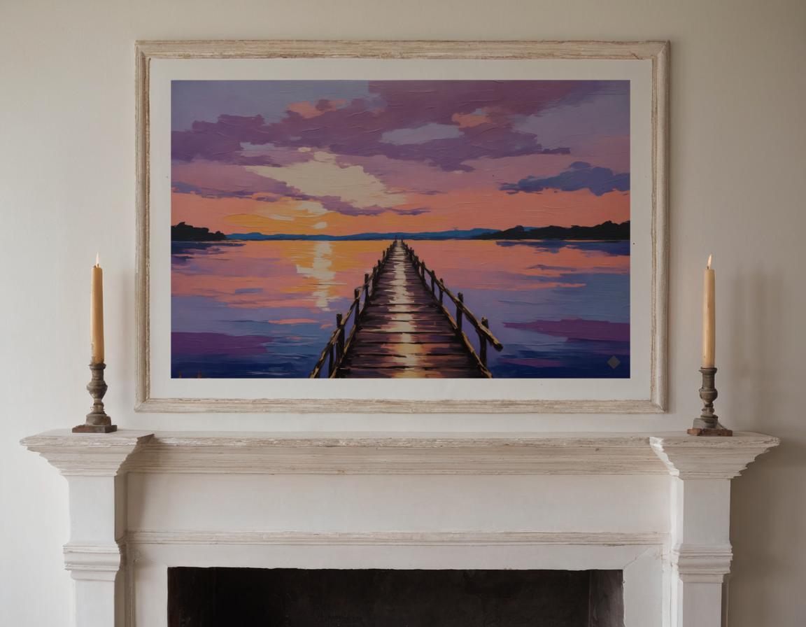 The Pier at Evening previewed in a real room