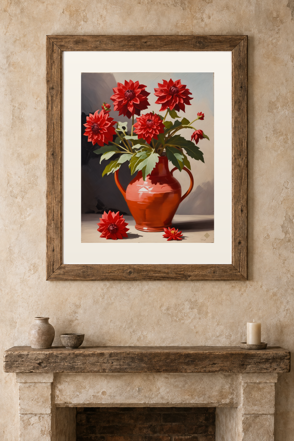 Dahlias, Thick Paint previewed in a real room