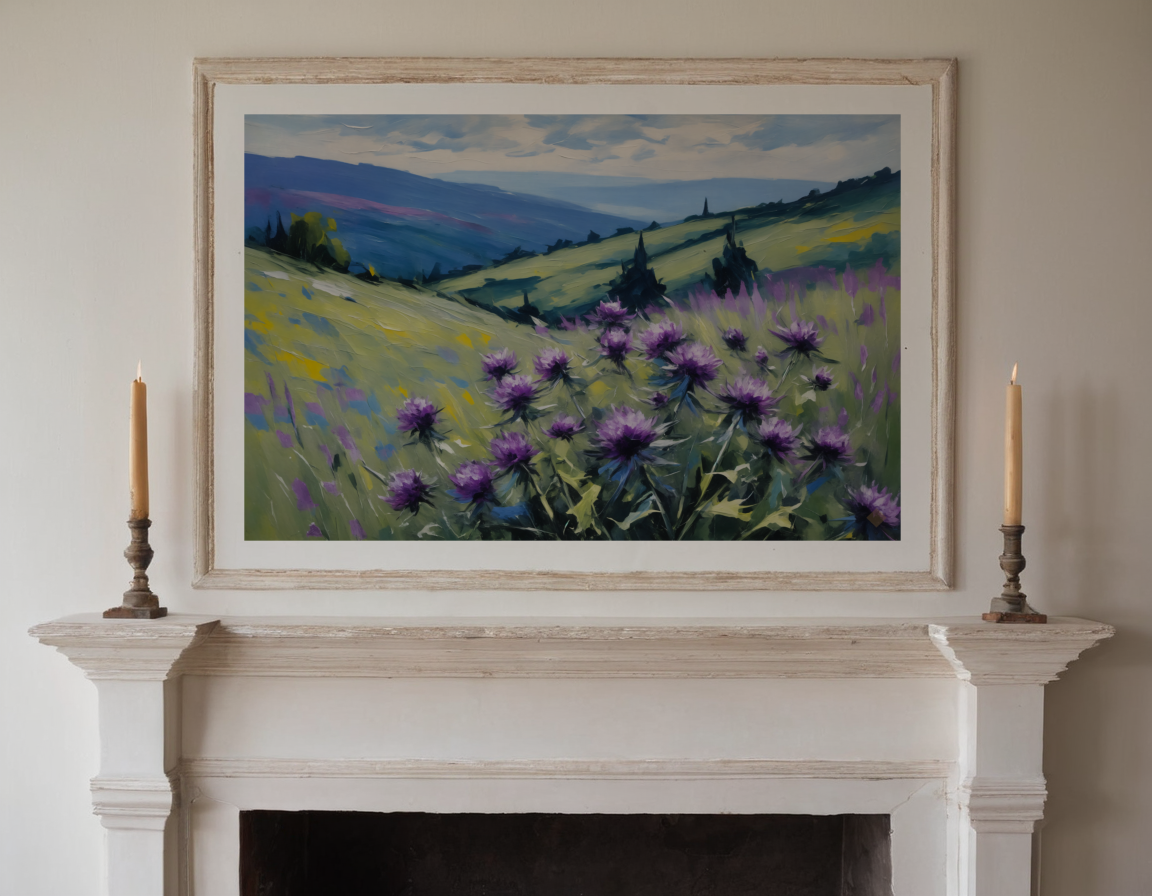 Hillside Thistles previewed in a real room