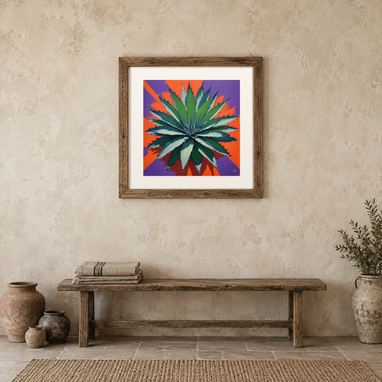Agave in Vermilion previewed in a real room