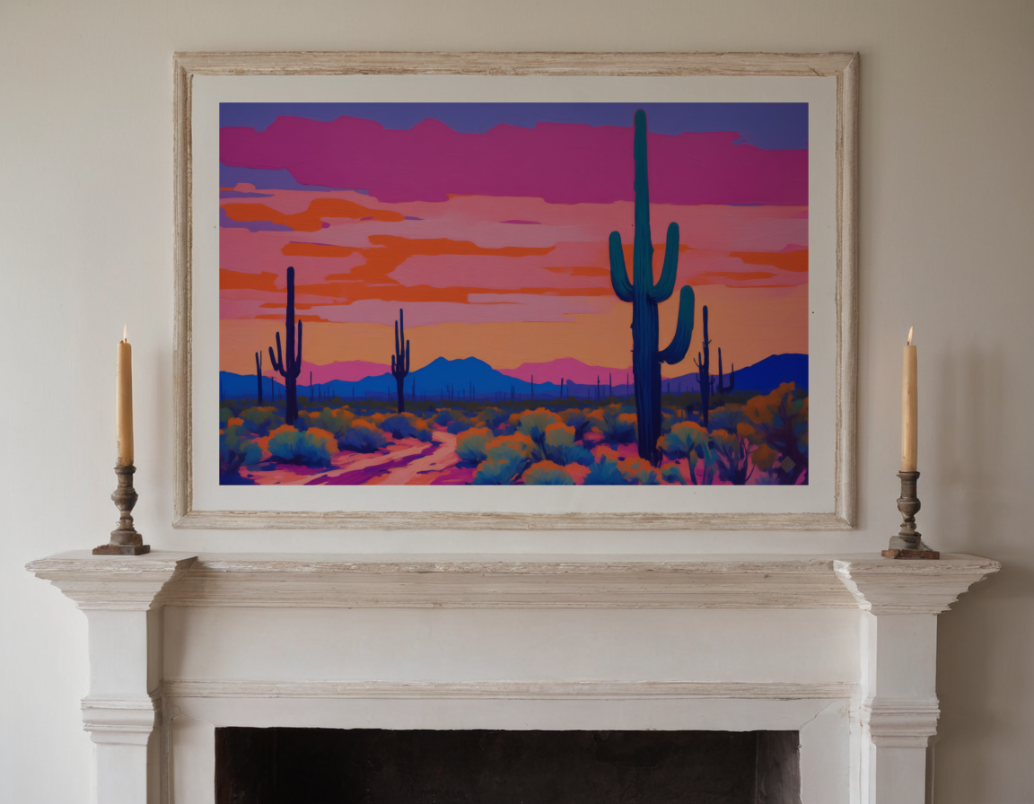 Saguaro Evening previewed in a real room