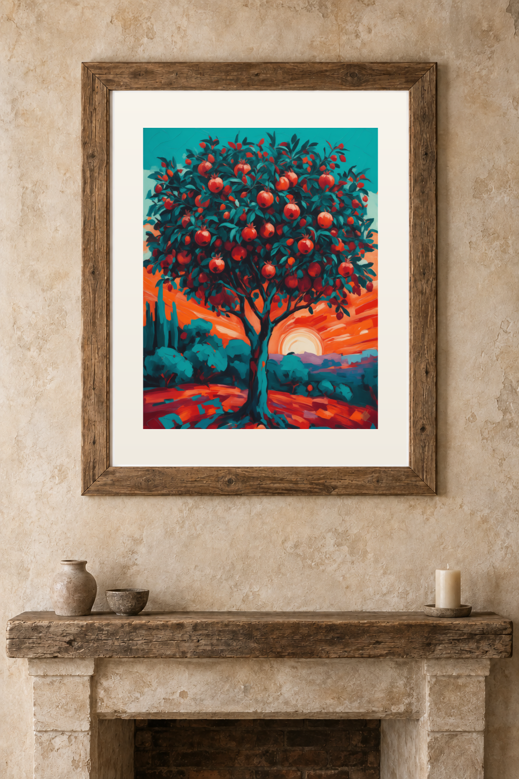 Pomegranate Tree in Fruit previewed in a real room