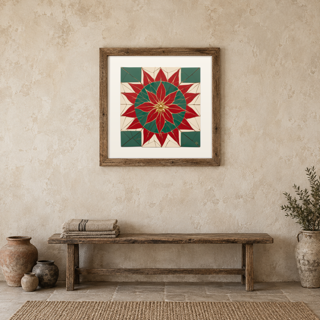 Poinsettia in Mosaic previewed in a real room