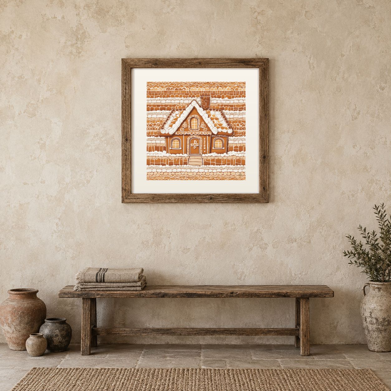 Gingerbread House in Mosaic previewed in a real room