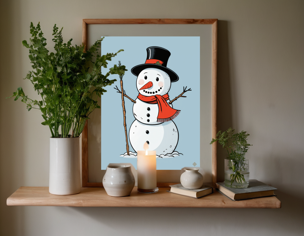 Snowman in a Red Scarf previewed in a real room
