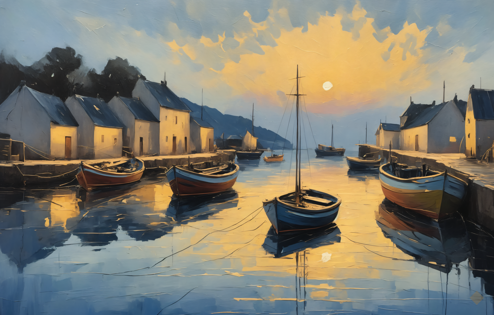 Harbour Nocturne in Oil