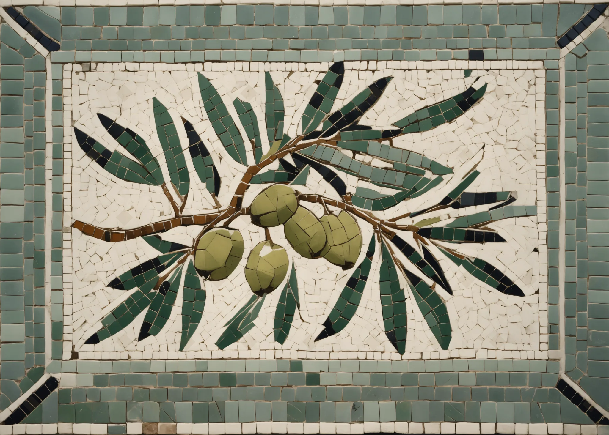 Olive Branch Floor Panel — Mosaic digital art print