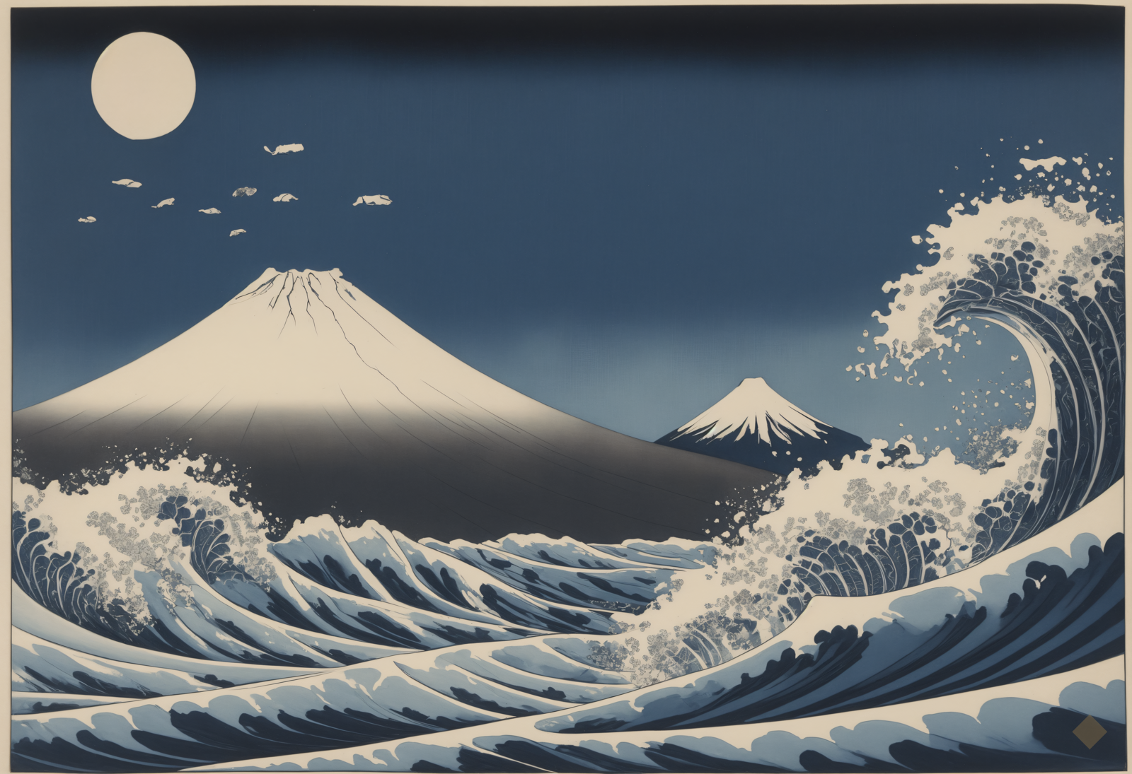 Woodblock Wave Fuji