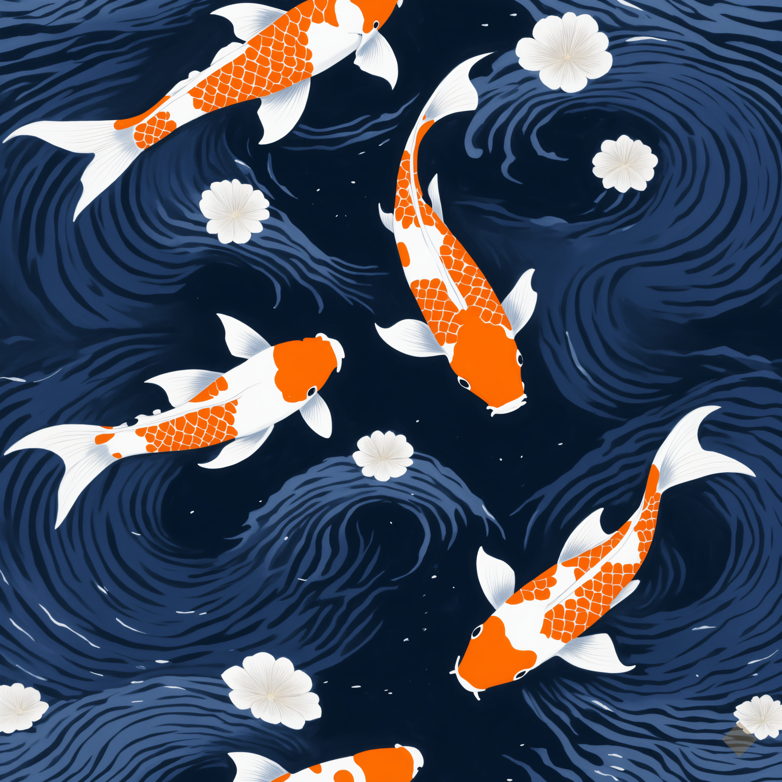 Woodblock Koi Pair