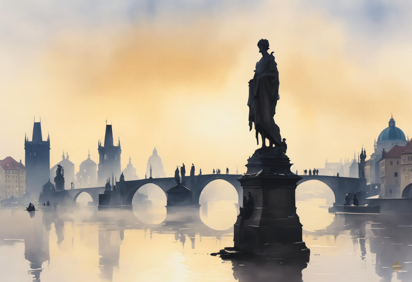 Prague Bridge Morning