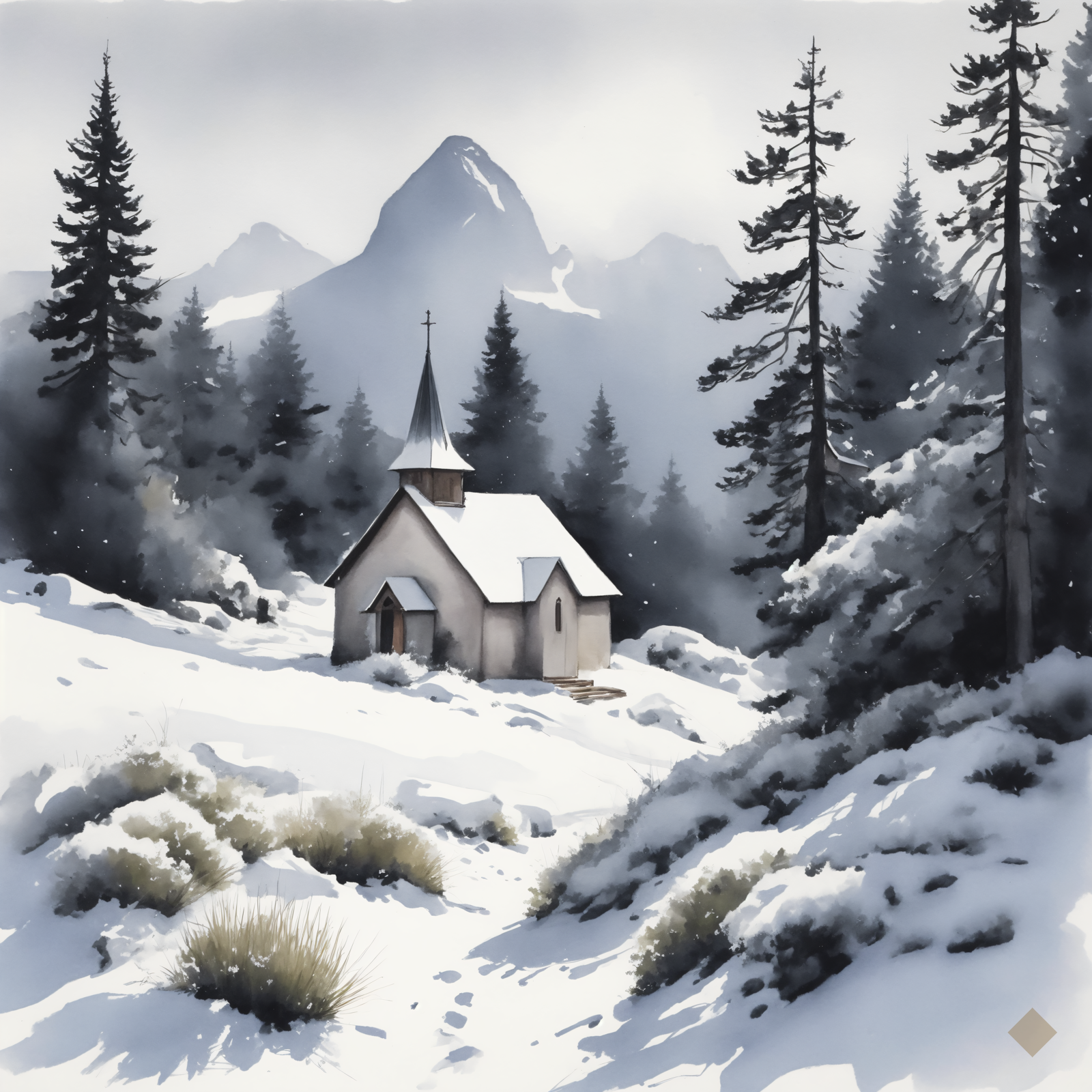Alpine Chapel in Snow
