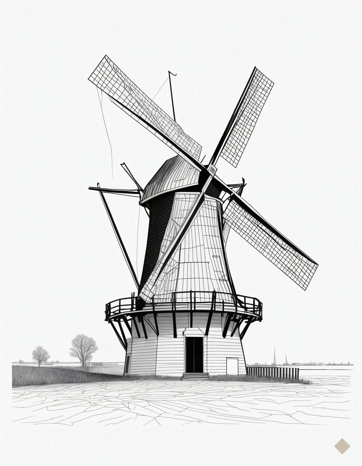 One Line Windmill