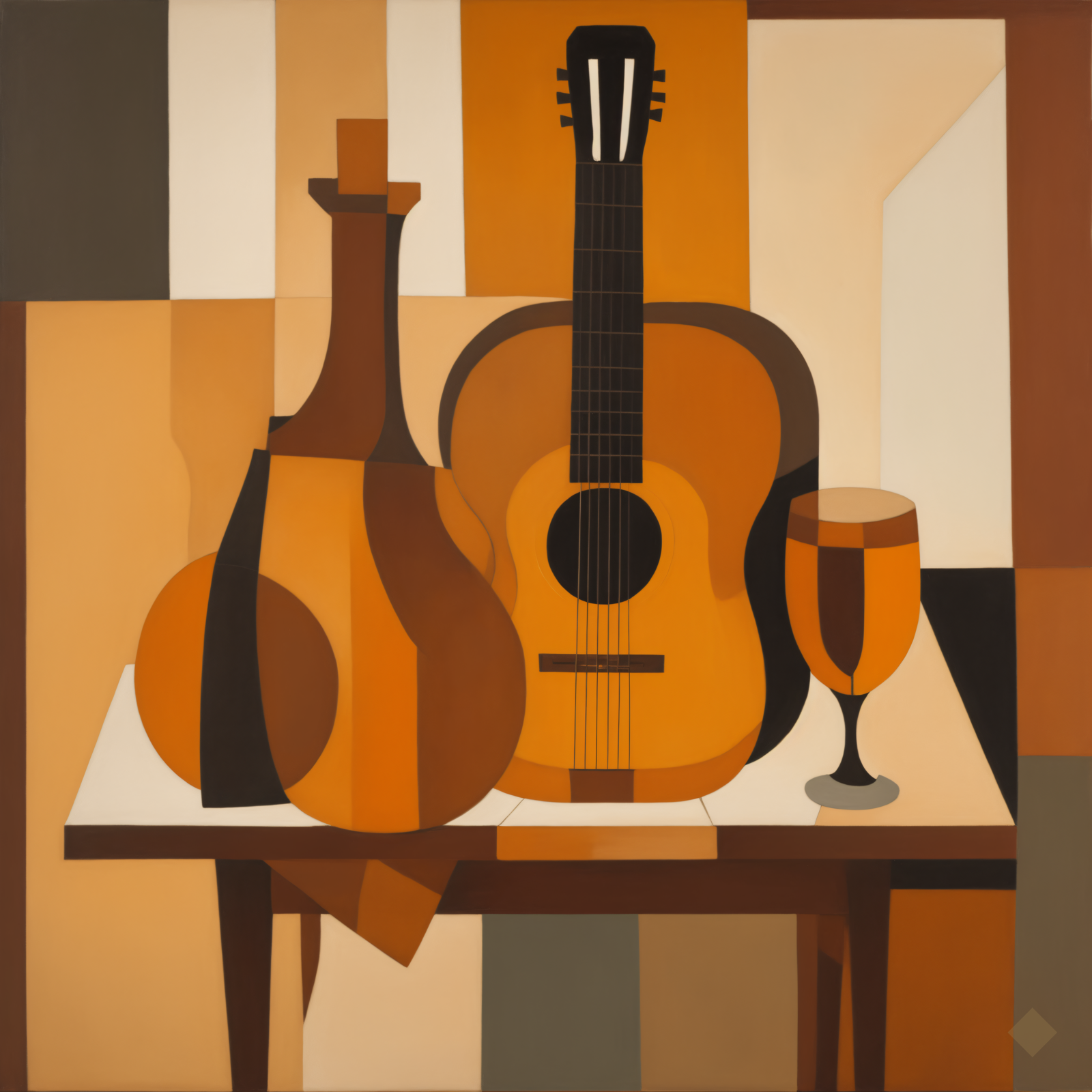 Cubist Guitar and Wine