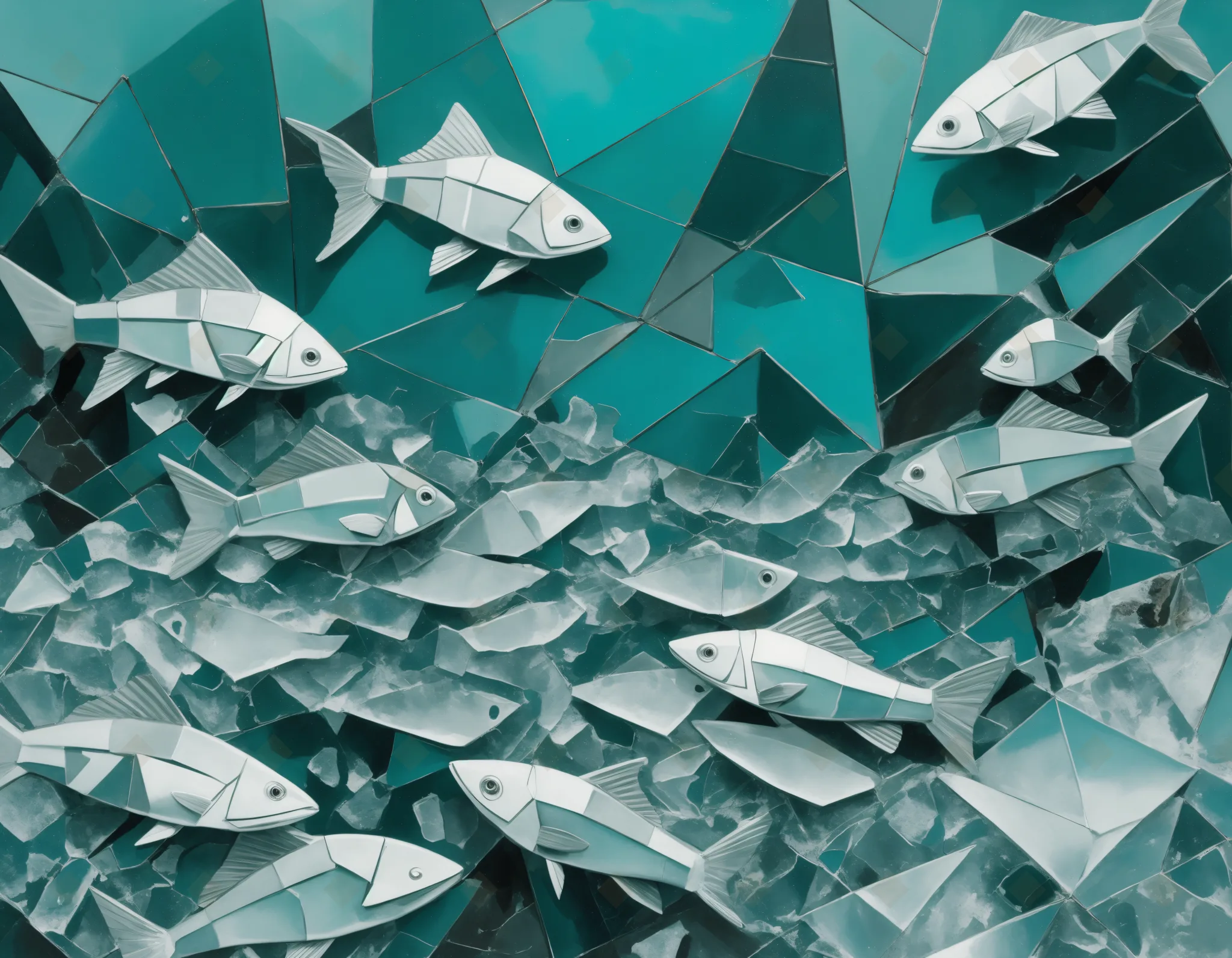 Cubist Fish Market — Cubism digital art print