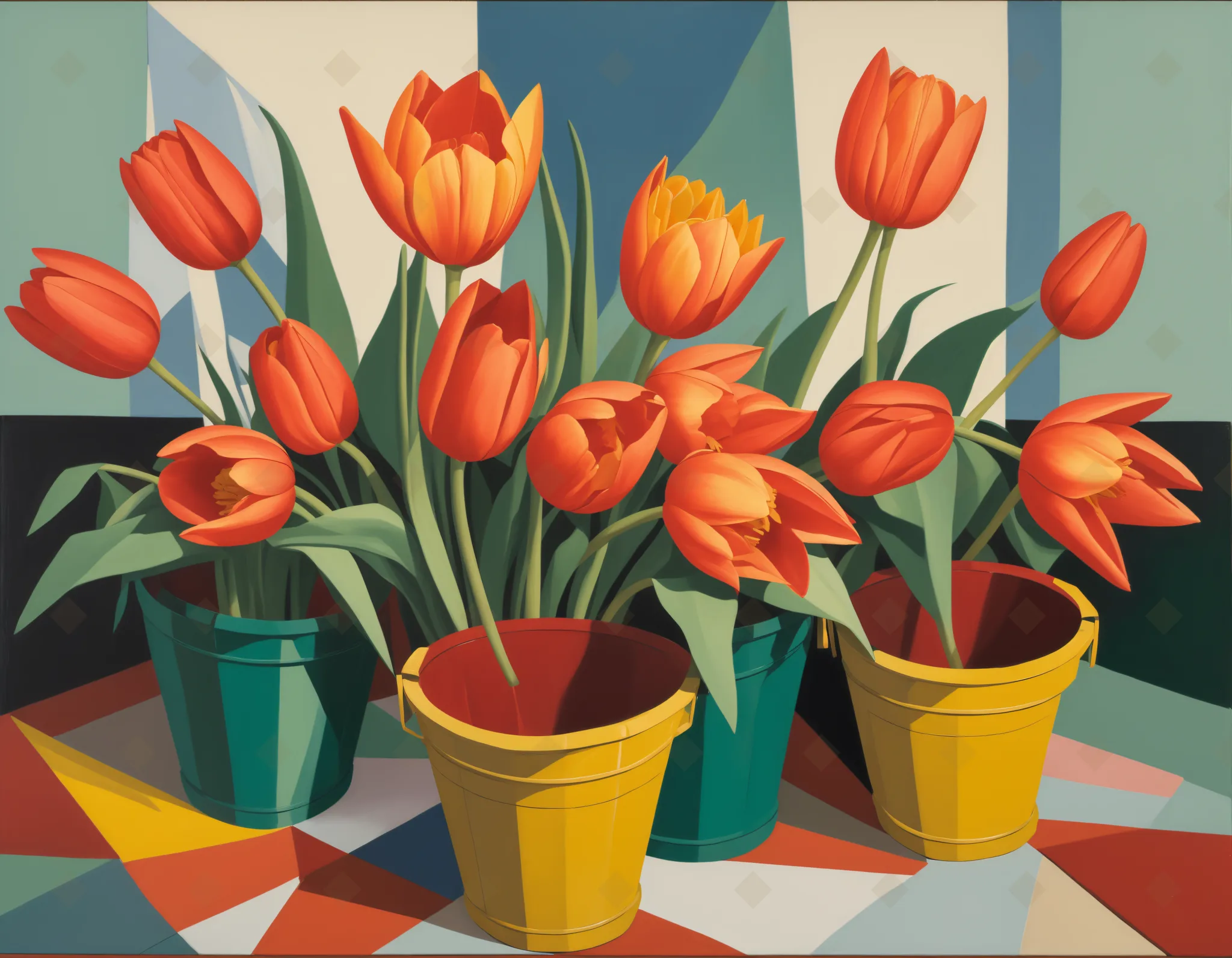Cubist Flower Stall — Cubism digital art print