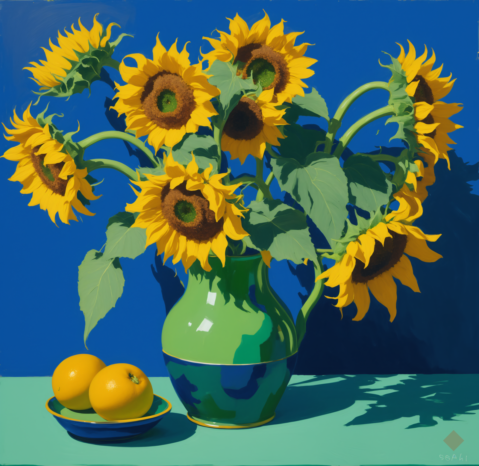 Sunflowers on Blue