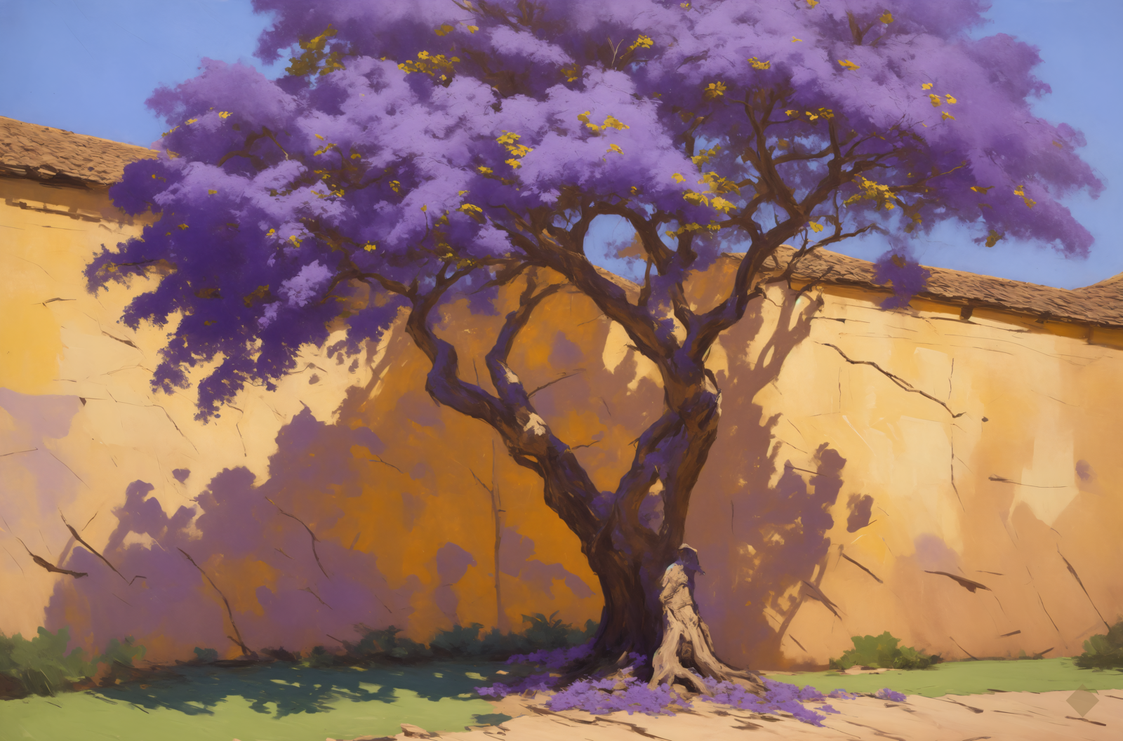 Old Jacaranda, Sandstone Wall