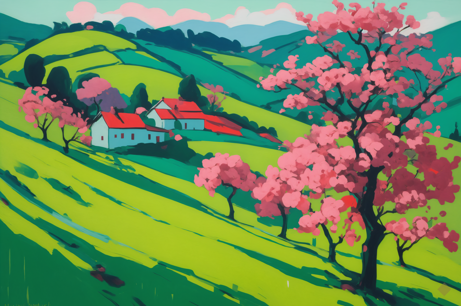 Spring Hillside, Unreal Green