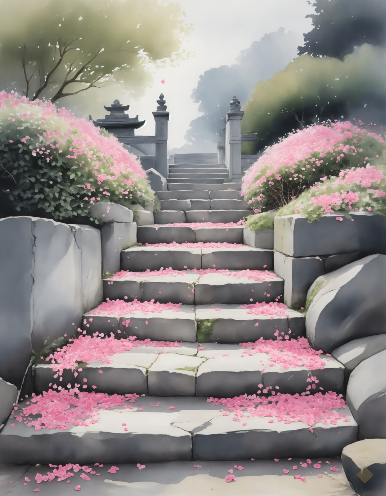 Shrine Steps in Petal Fall