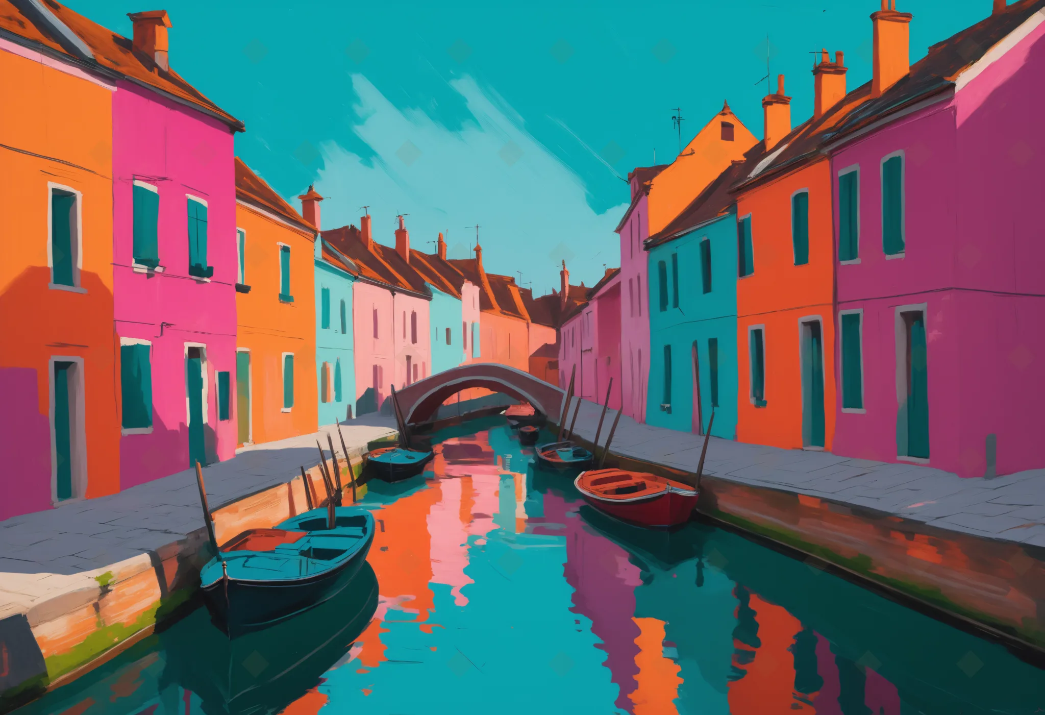Canal Town, Loud — Fauvism digital art print