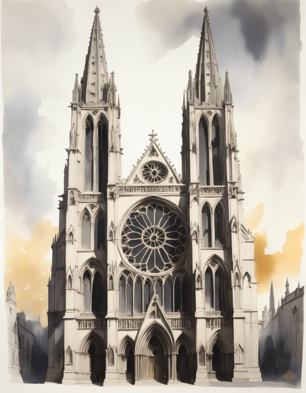 West Front, Wet Ink and Wash