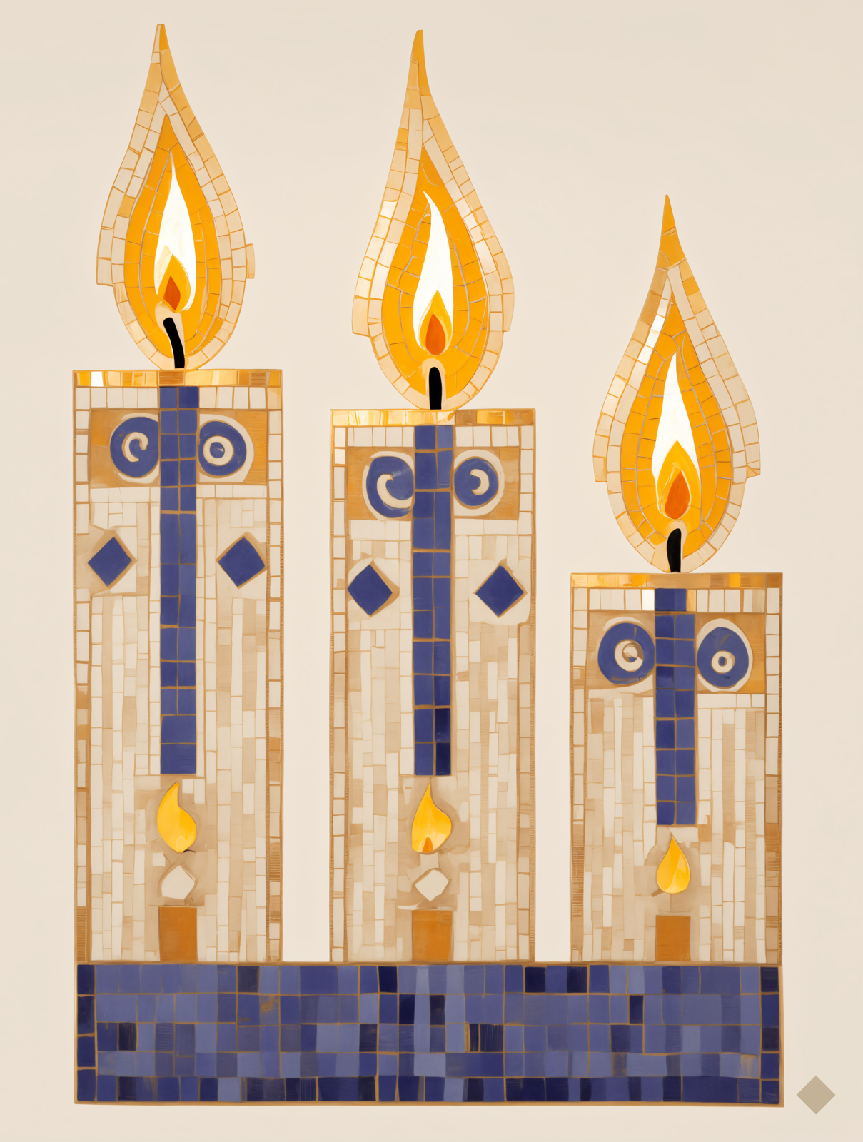 Three Candles in Mosaic