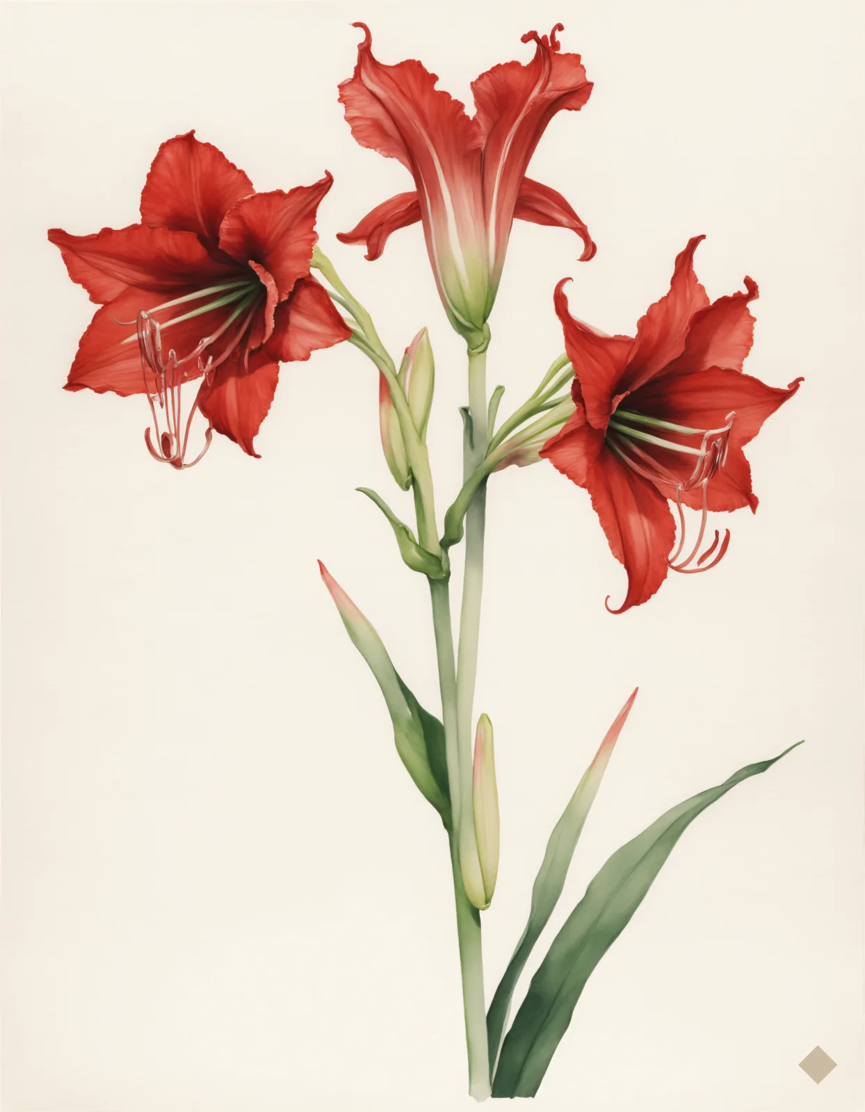 Amaryllis in Bloom — Christmas digital art print