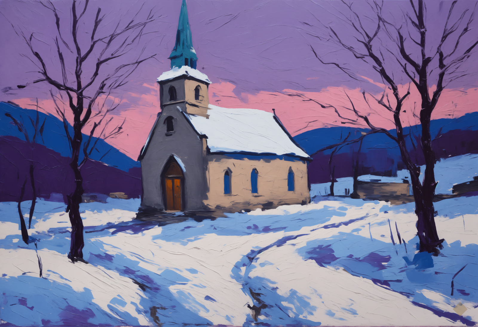 Village Church in Snow