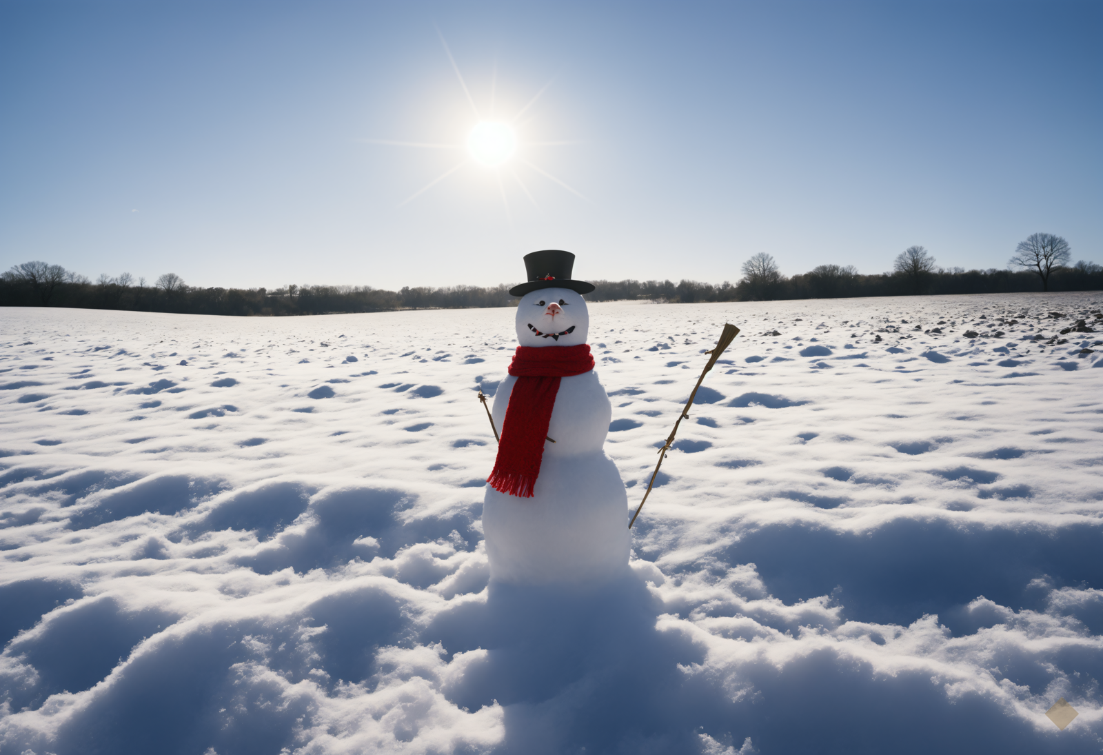 The Snowman in the Field — Christmas digital art print