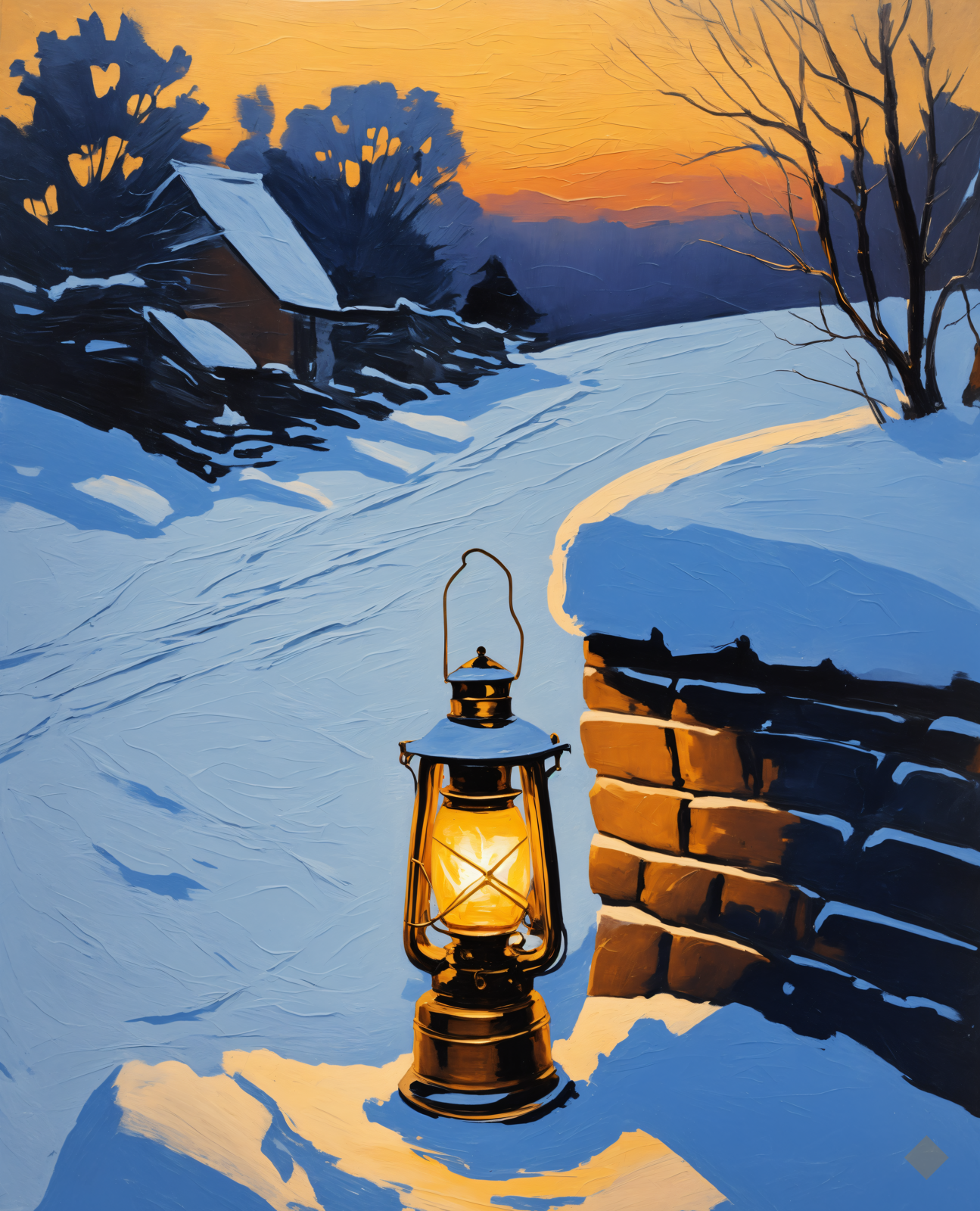 Lantern in the Snow — Christmas digital art print