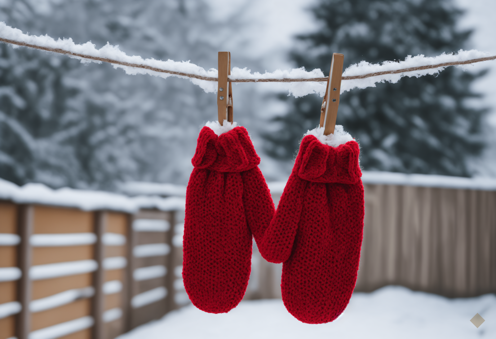 Mittens on the Line — Christmas digital art print