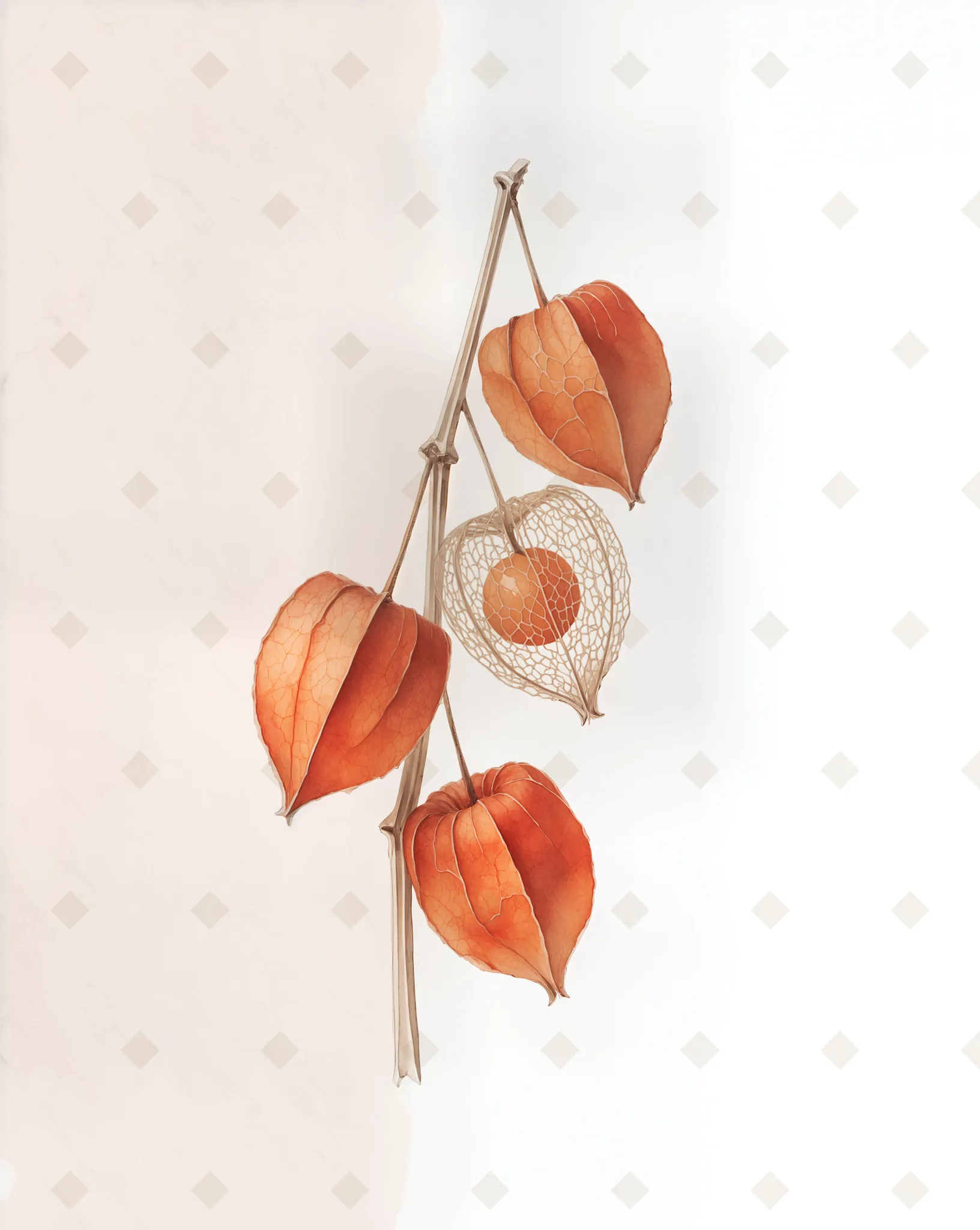 Chinese Lanterns — Botanical digital art print